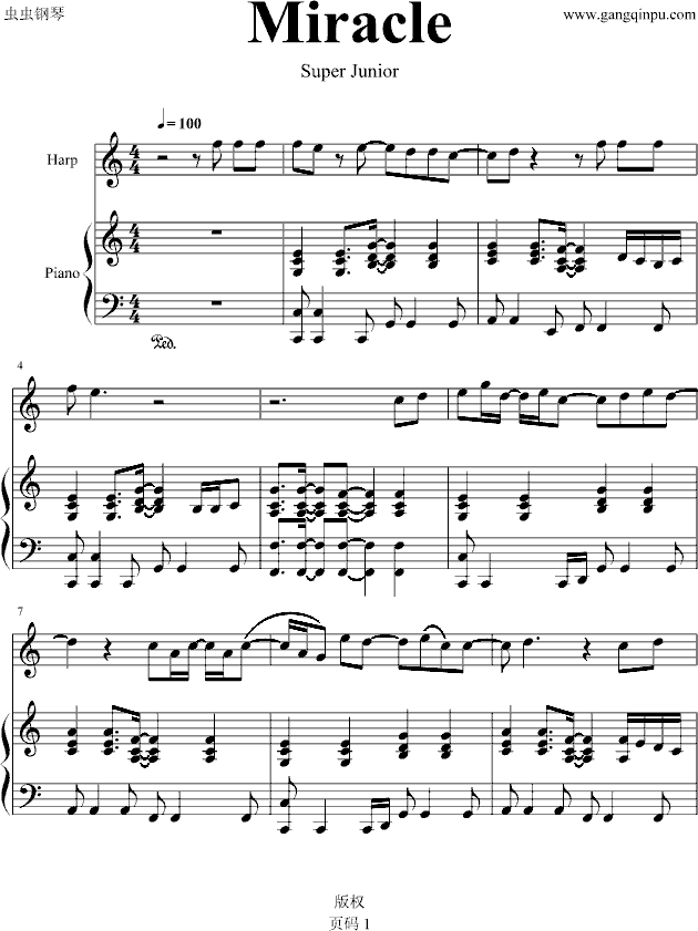Miracle钢琴曲谱（图1）