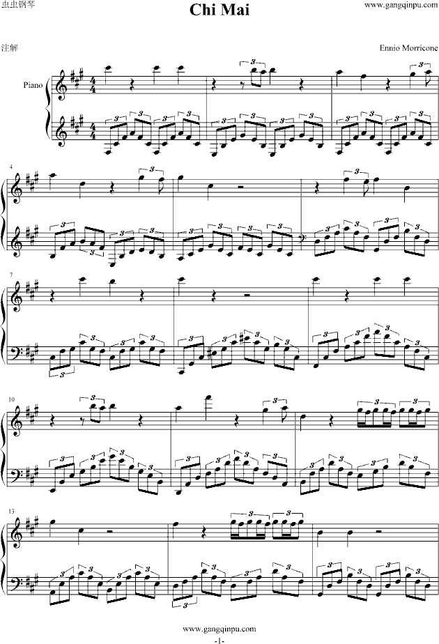 Chi Mai钢琴曲谱（图1）