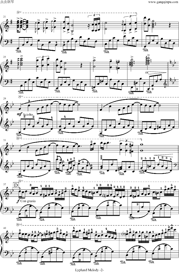 星空（适度简化）-带指法钢琴曲谱（图2）