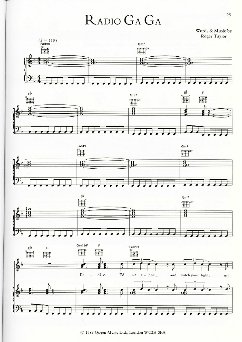 RADIO GAGA钢琴曲谱（图1）