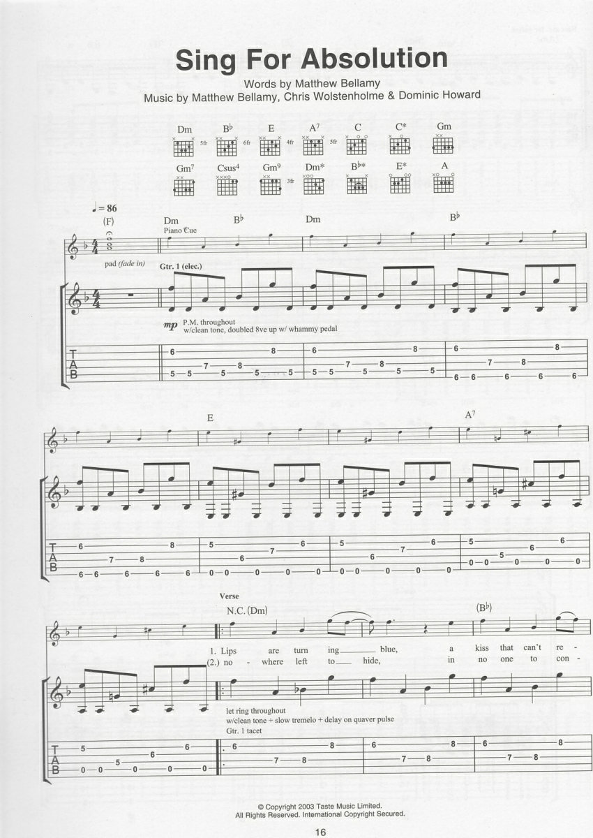 SING FOR ABSOLUTION钢琴曲谱（图1）