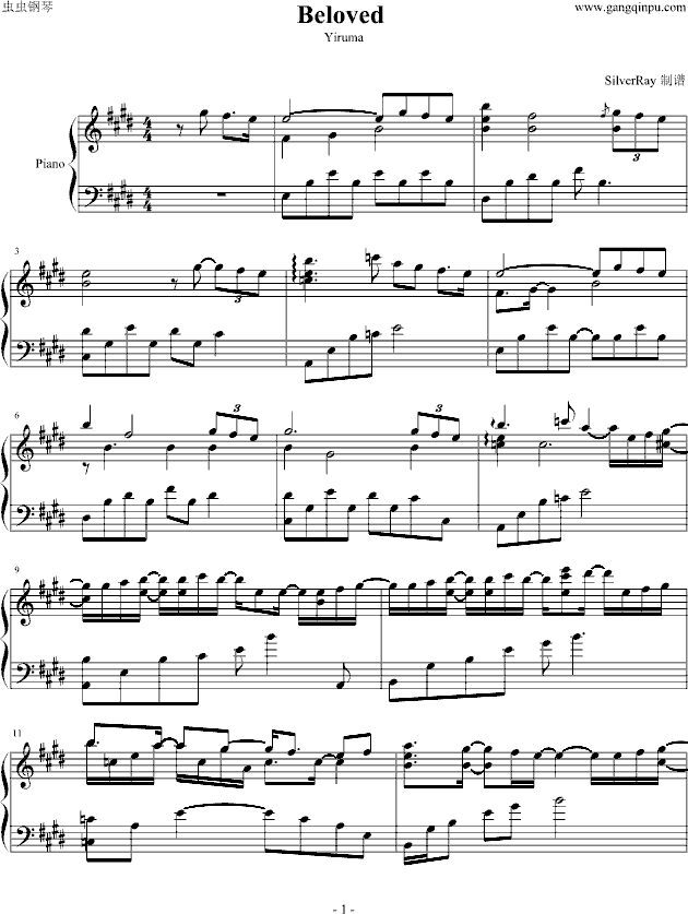 Beloved钢琴曲谱（图1）