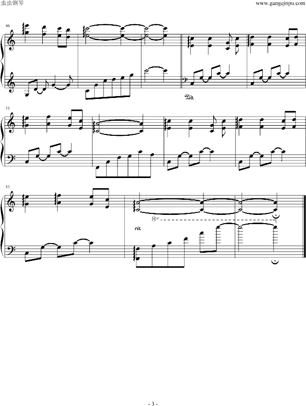 《灌篮高手》插曲钢琴曲谱（图3）