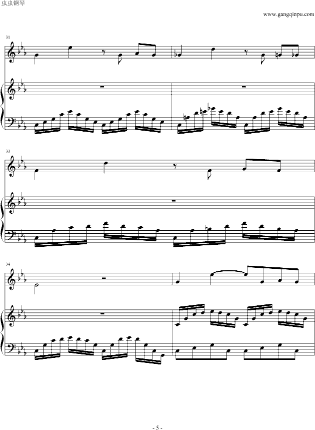 白色旋律钢琴曲谱（图5）