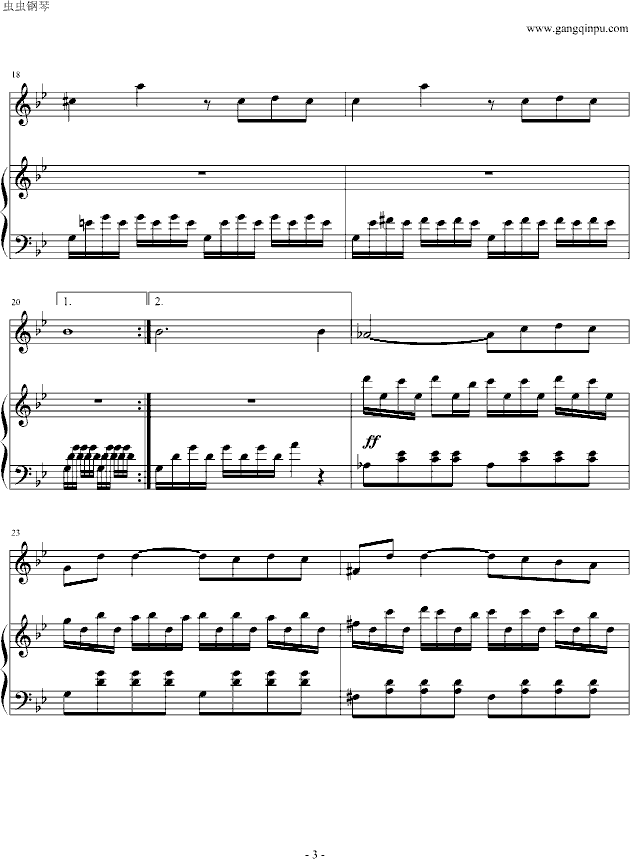 白色旋律钢琴曲谱（图3）