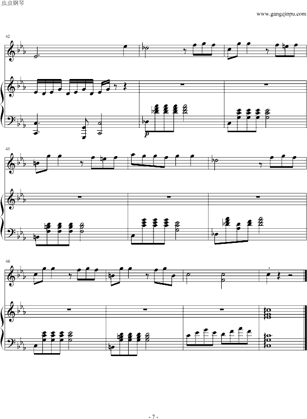 白色旋律钢琴曲谱（图7）