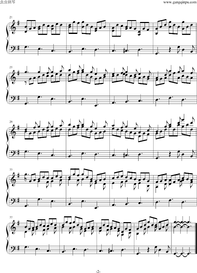来自BWV147的一小段钢琴曲谱（图2）