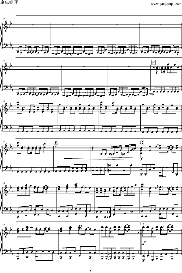 残酷的天使行动钢琴曲谱（图3）