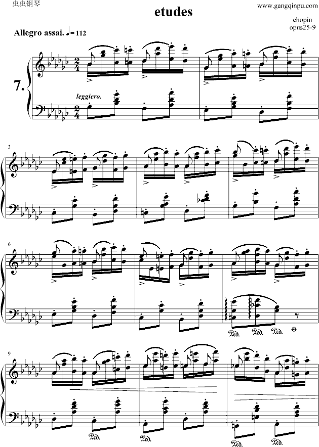 肖邦练习曲钢琴曲谱（图1）