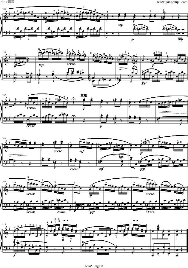 奏鸣曲K545-带指法钢琴曲谱（图8）