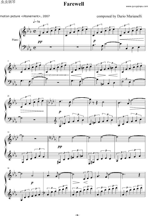 Farewell钢琴曲谱（图1）