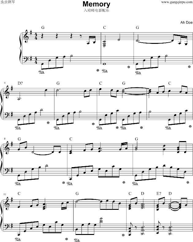 入殓师（memory)钢琴曲谱（图1）