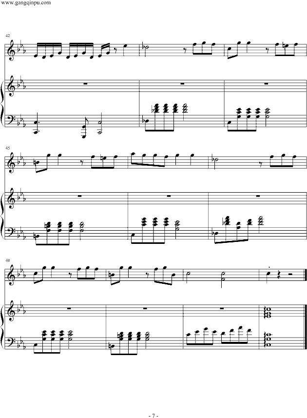 白色的旋律钢琴曲谱（图7）