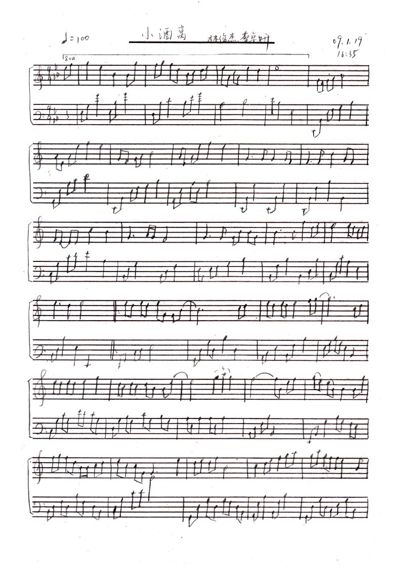 小酒窝钢琴曲谱（图1）