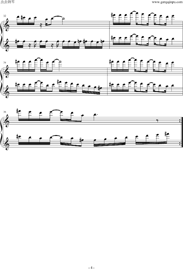 经典热血音乐（FC物语）钢琴曲谱（图4）