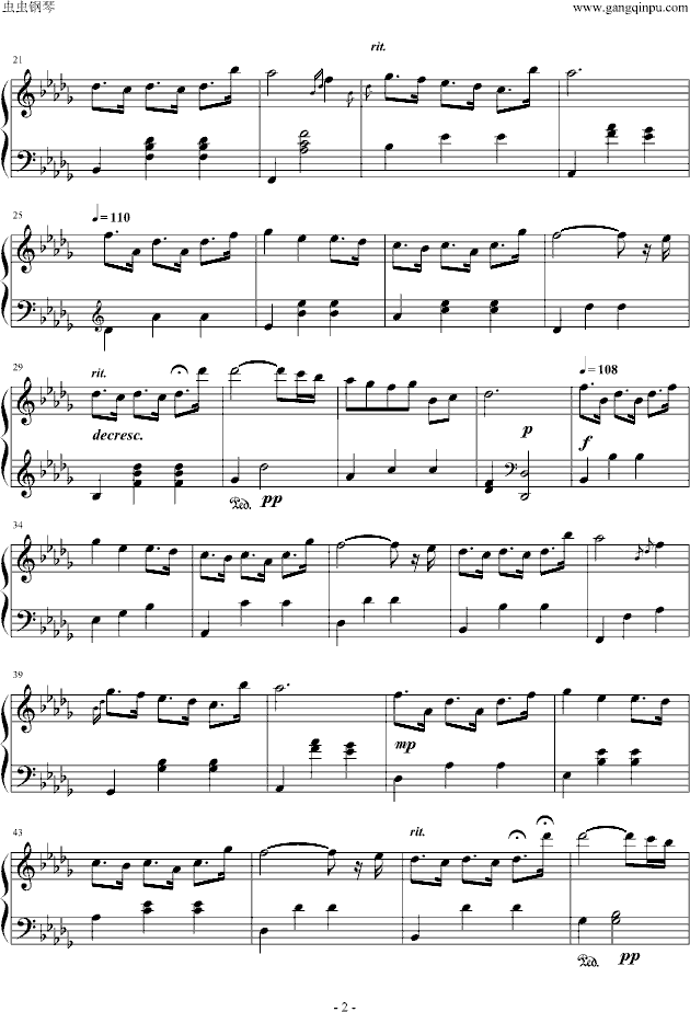 雨中漫步钢琴曲谱（图2）