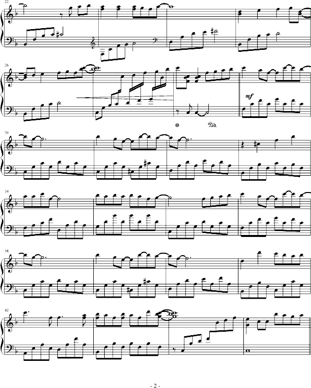 龙猫钢琴曲谱（图2）