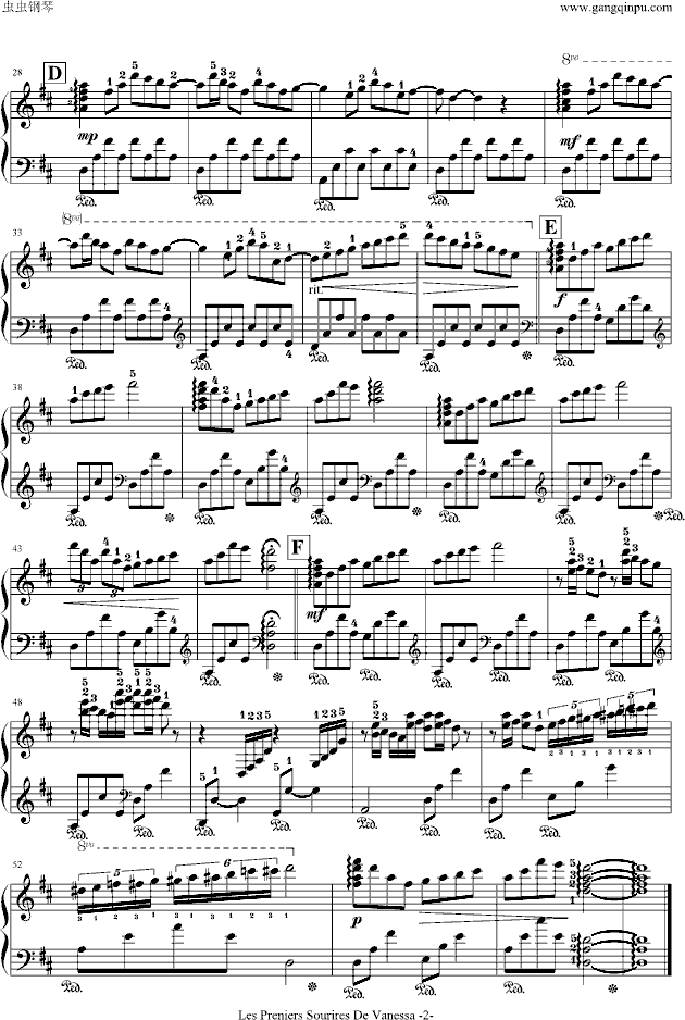 瓦妮莎的微笑-带指法钢琴曲谱（图2）