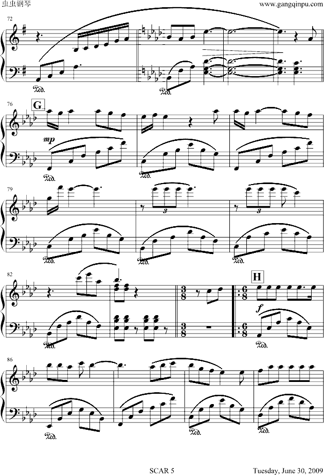 伤痕 (SCAR)钢琴曲谱（图5）
