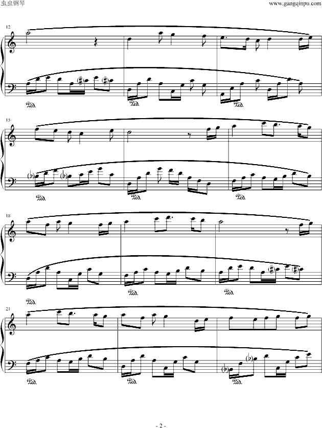 犬夜叉～想譚詩～钢琴曲谱（图2）