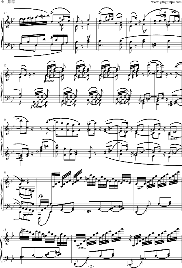 贝多芬降B大调奏鸣曲第四乐章钢琴曲谱（图2）