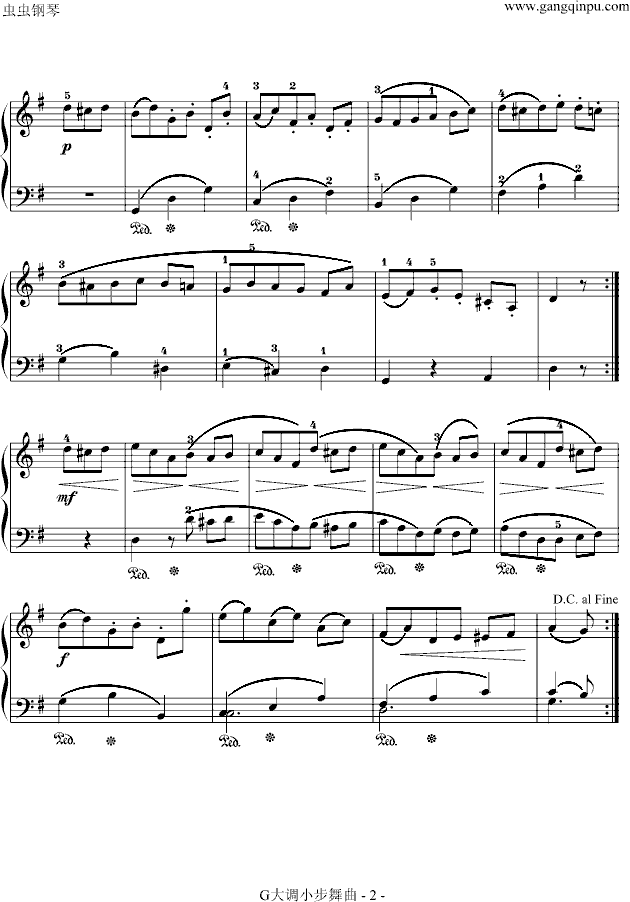 G大调小步舞曲-贝多芬-带指法钢琴曲谱（图2）
