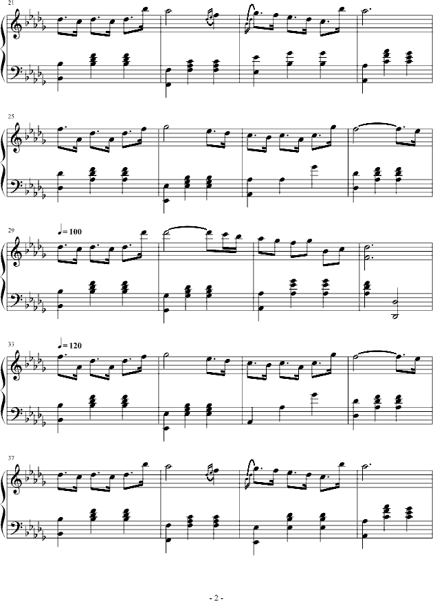 走在多雨的街道钢琴曲谱（图2）