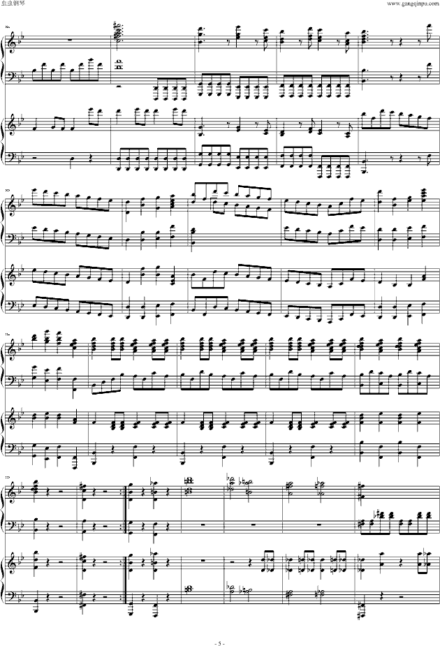 第四十号交响曲第一乐章-双钢琴钢琴曲谱（图5）