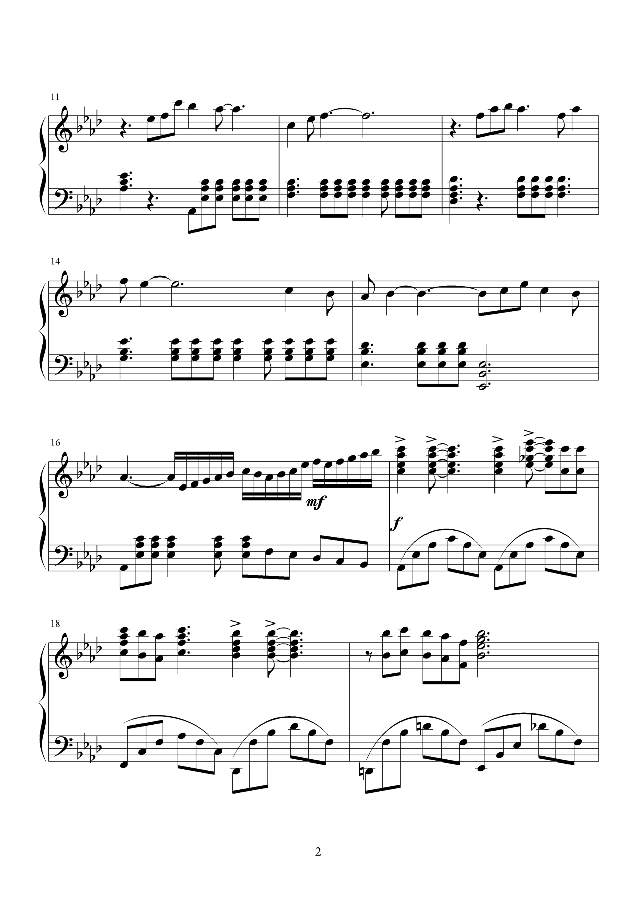 泪的小雨钢琴曲谱（图2）