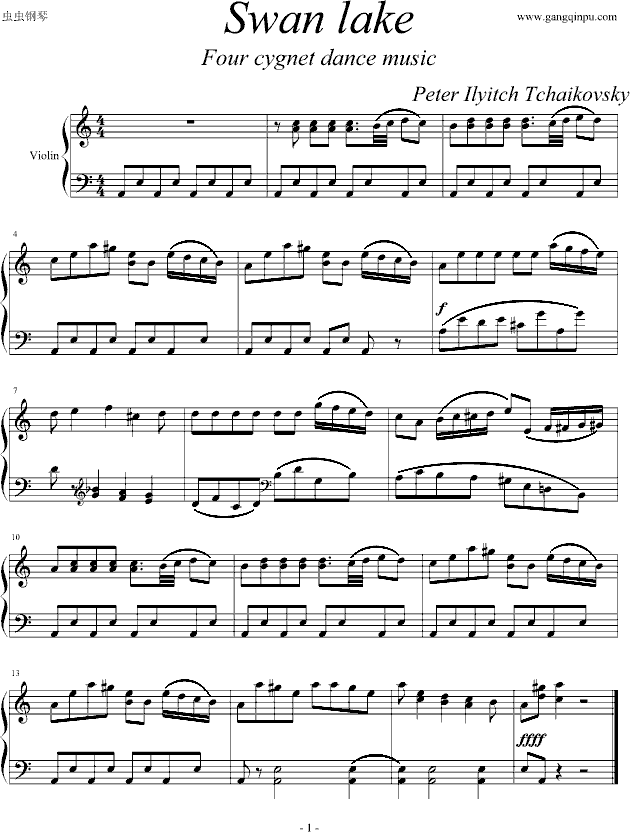 天鹅湖 四小天鹅舞曲钢琴曲谱（图1）