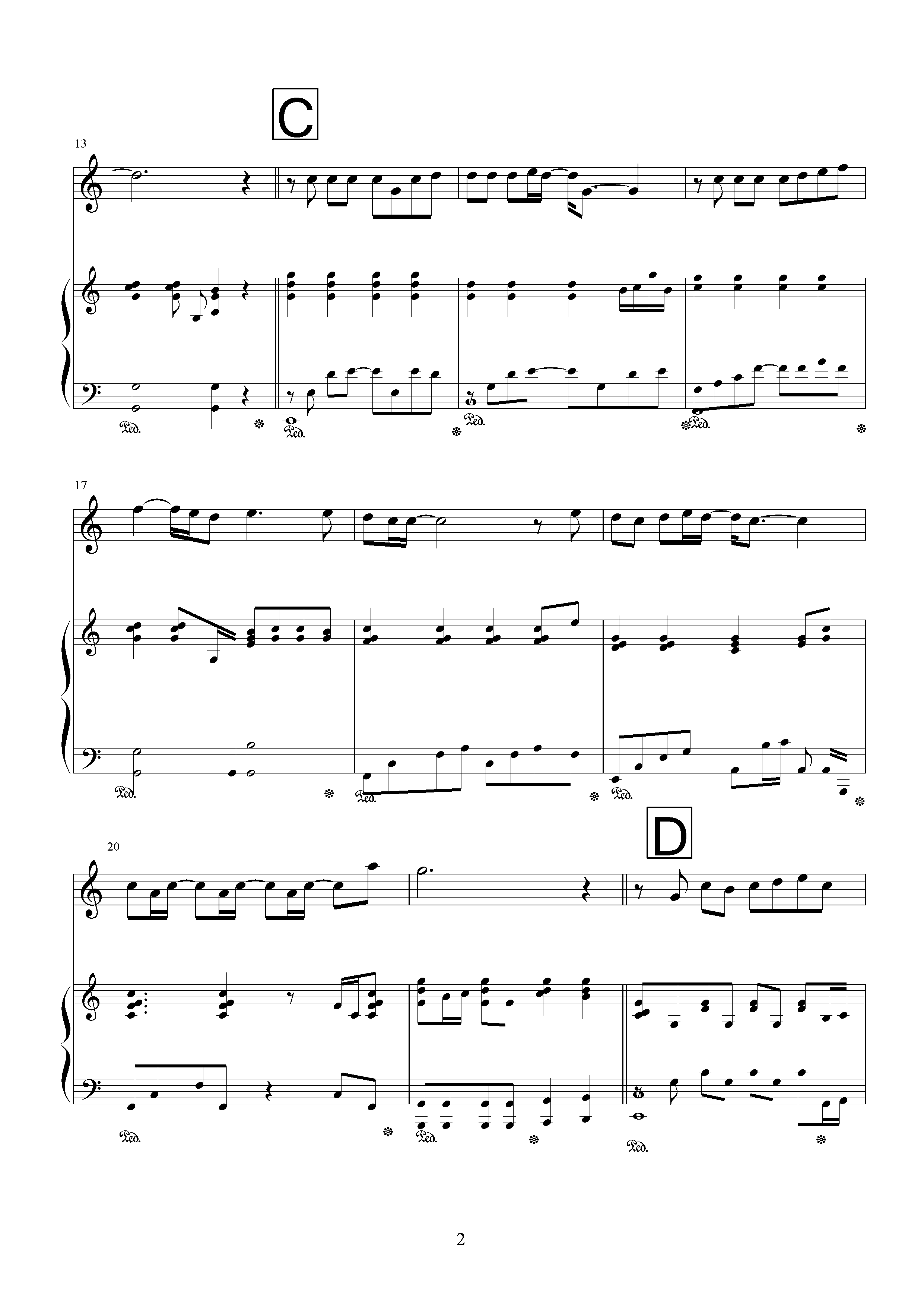 枫钢琴曲谱（图2）