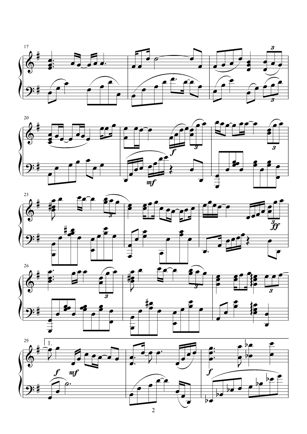 风雨豪情钢琴曲谱（图2）