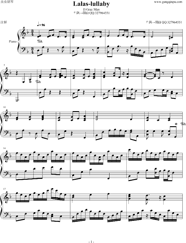 Lalas-lullaby钢琴曲谱（图1）