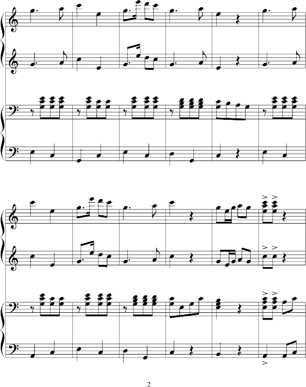 黄河 四手联弹 简单钢琴曲谱（图2）