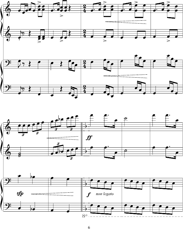 黄河 四手联弹 简单钢琴曲谱（图6）