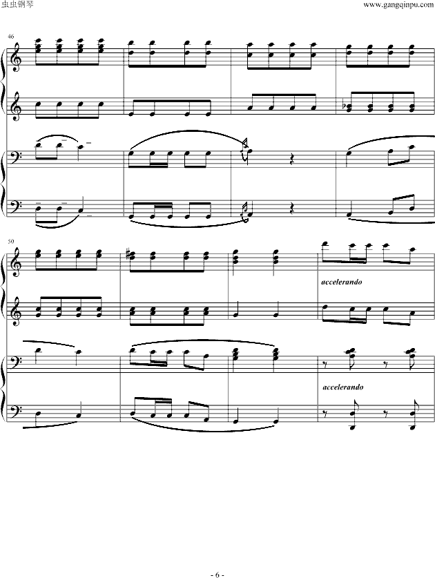湖北民歌(四手)钢琴曲谱（图6）