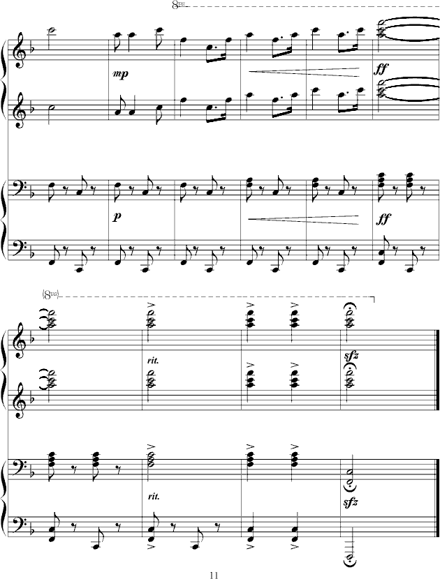 黄河 四手联弹 简单钢琴曲谱（图11）