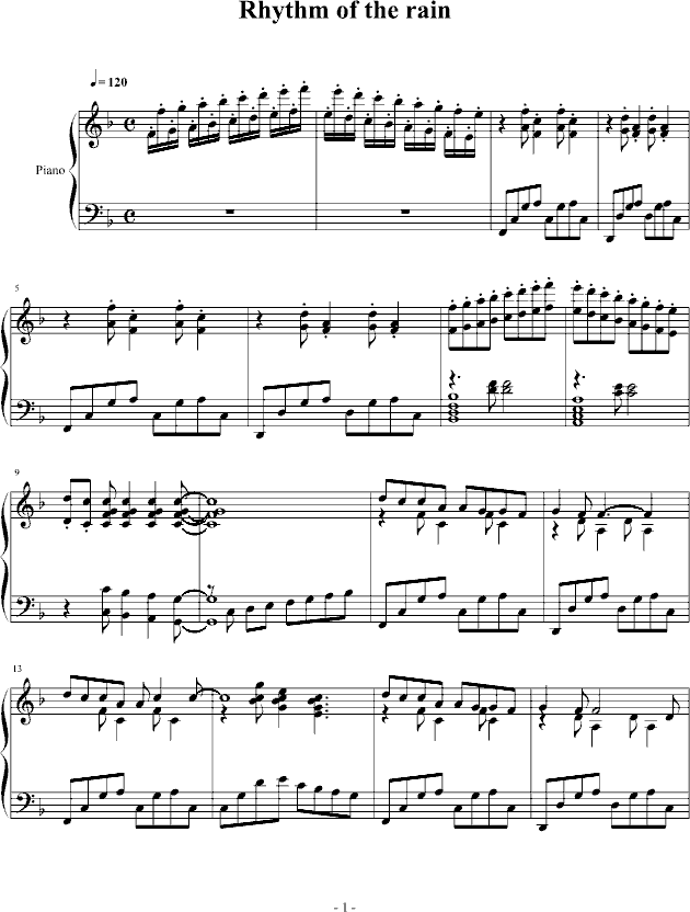 绿箭香口香糖－雨中旋律钢琴曲谱（图1）