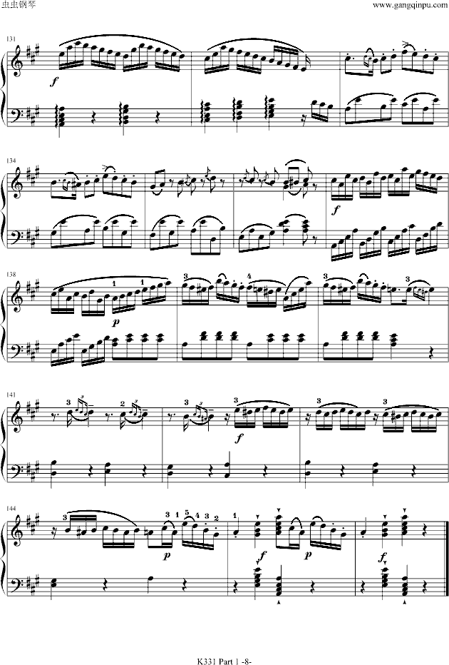 A大调奏鸣曲-带指法(第一乐章)钢琴曲谱（图8）