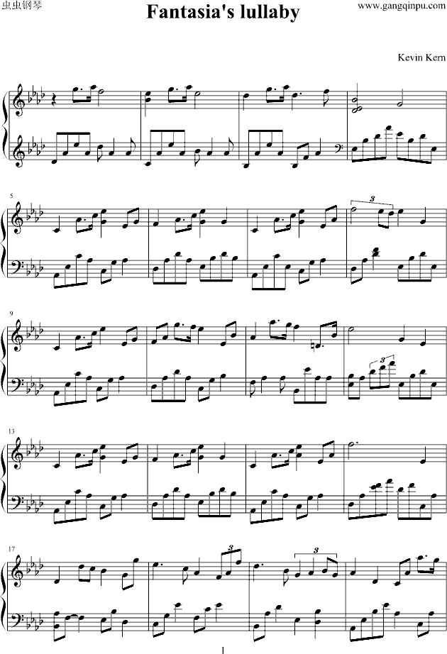 Fantasia` Lullaby钢琴曲谱（图1）