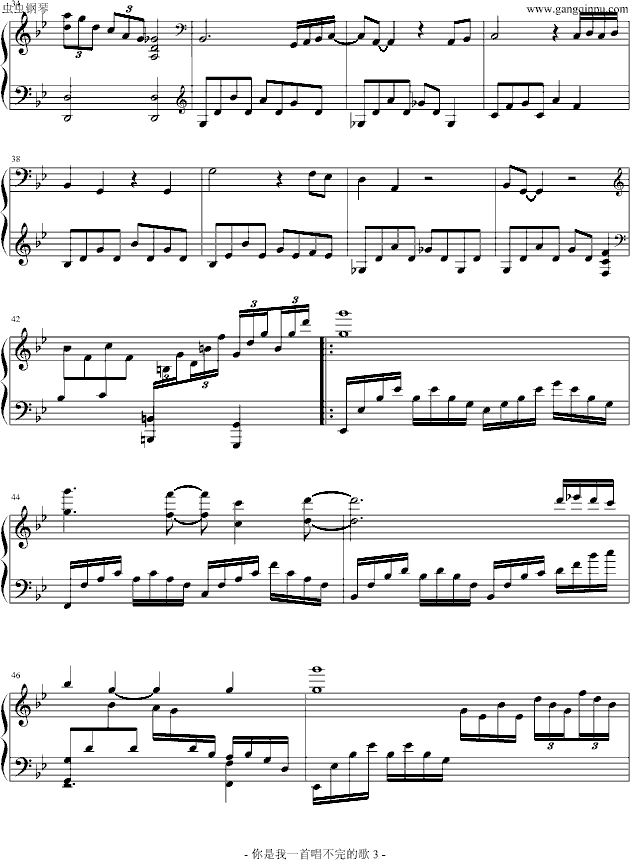 仙剑三 你是我一首唱不完的歌钢琴曲谱（图3）