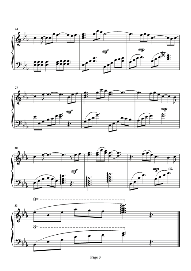再见我的爱人钢琴曲谱（图3）