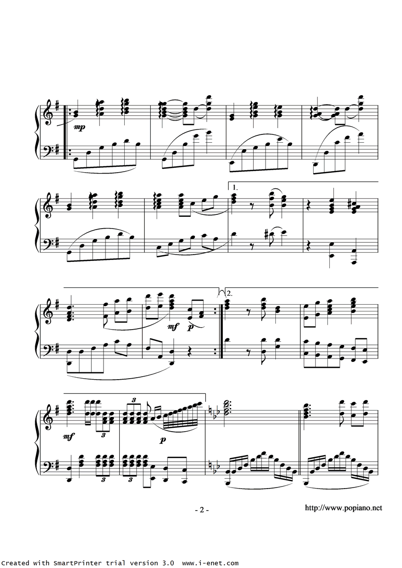 在灿烂阳光下钢琴曲谱（图2）