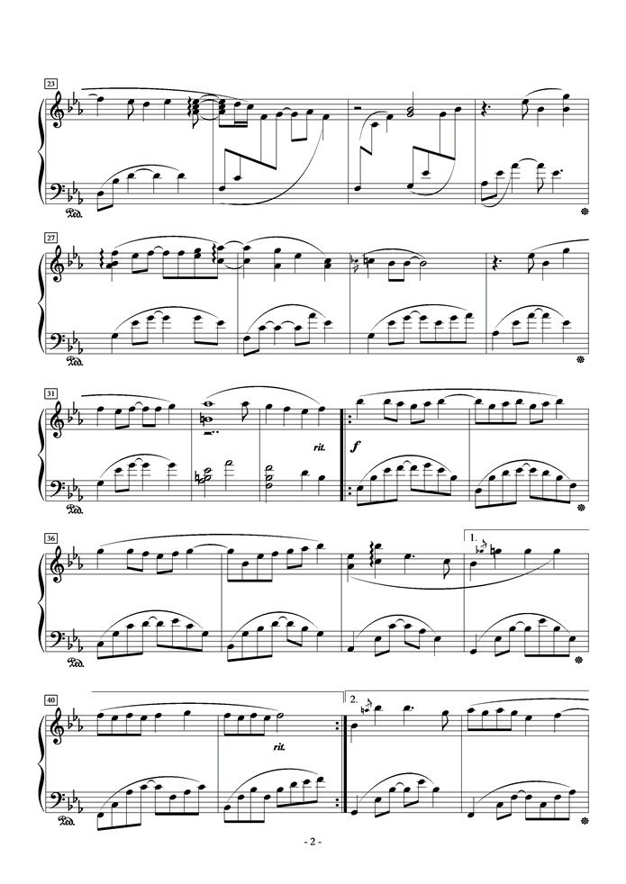 不可思议钢琴曲谱（图2）