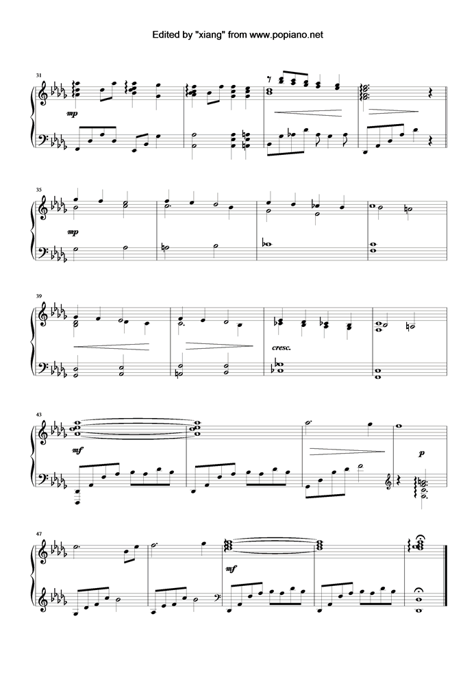 Ashitaka To San钢琴曲谱（图3）