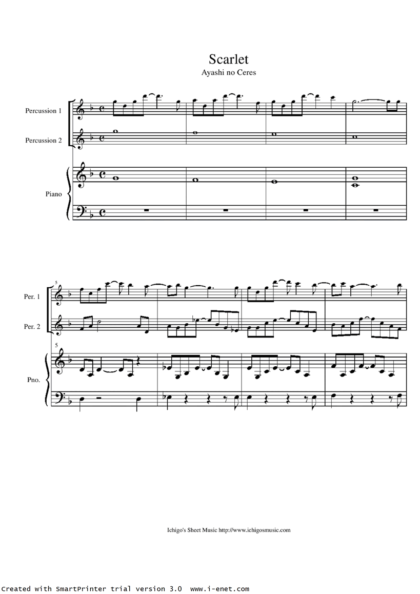 Ayashi no Ceres - Scarlet钢琴曲谱（图1）