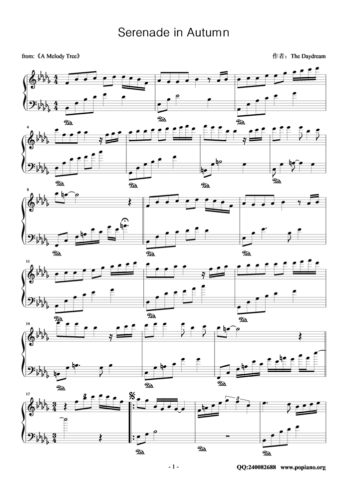 Serenade in Autumn钢琴曲谱（图1）