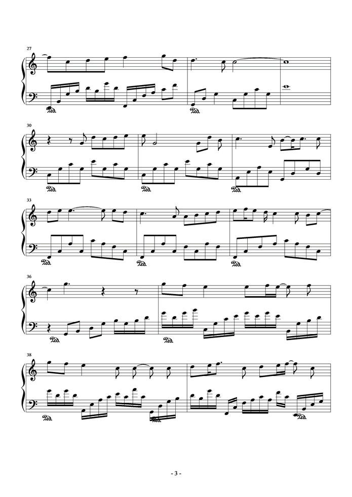 仰望星空-C调钢琴曲谱（图3）