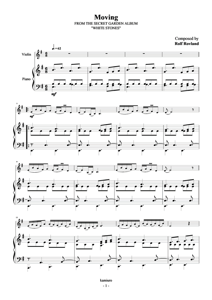 Moving钢琴曲谱（图1）
