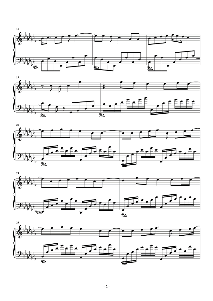 仰望星空-原调钢琴曲谱（图2）